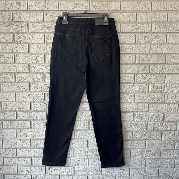 Judy Blue High Waisted Rhinestone Embellished Slim Fit Jeans in Black Size 29 - Picture 9 of 12